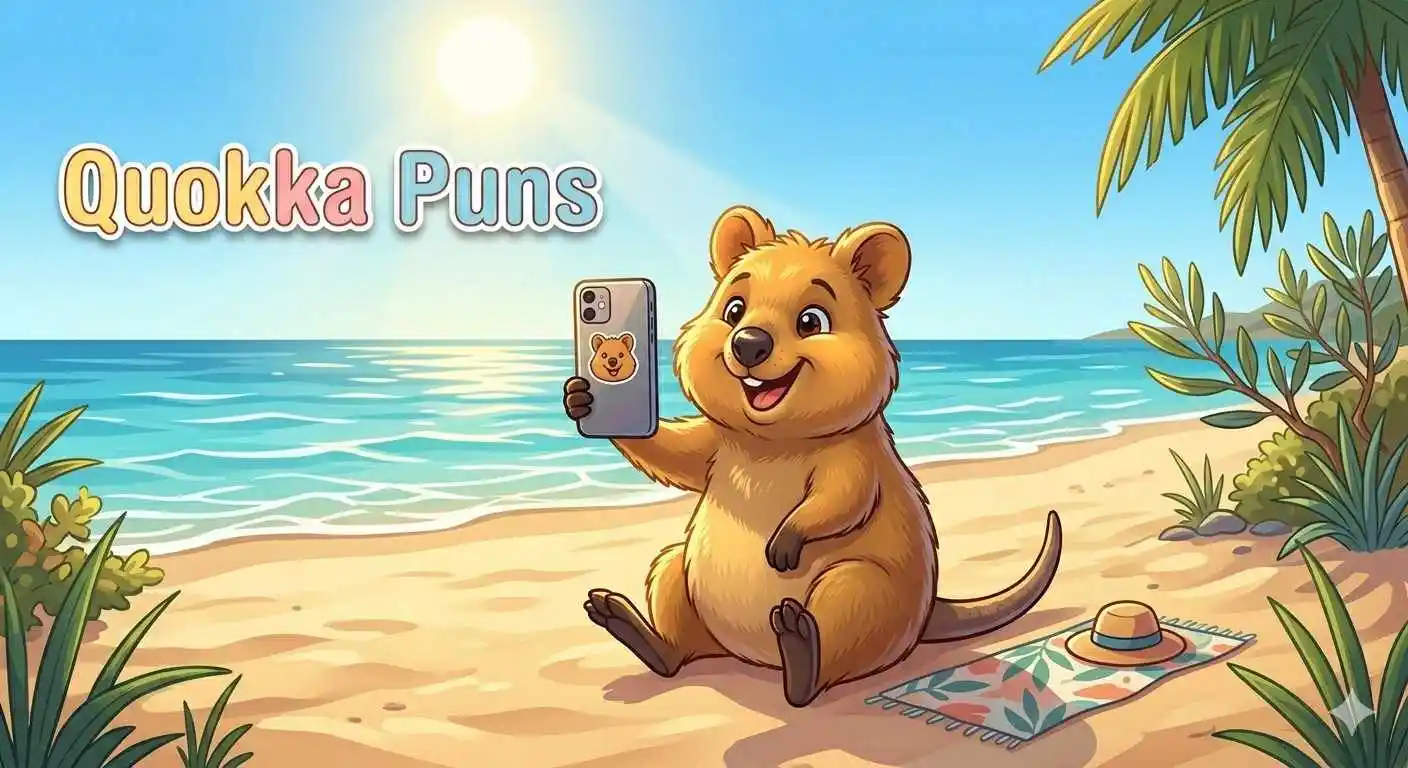 Cute quokka taking selfie on beach