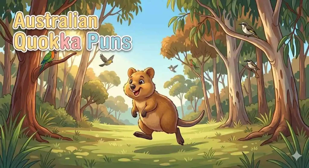 Happy quokka exploring nature