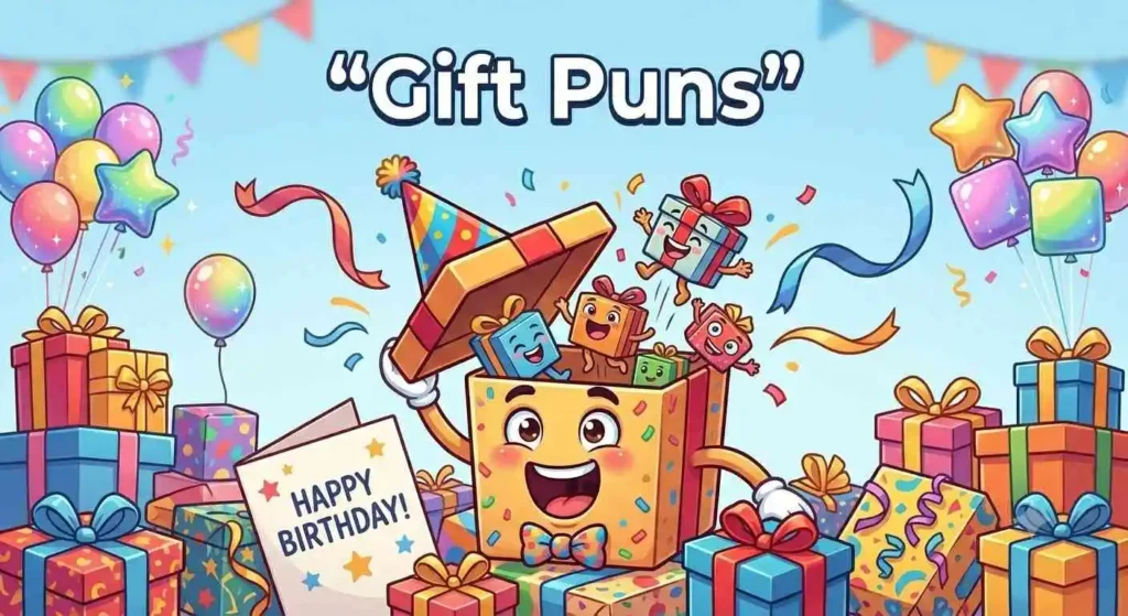 Funny gift box birthday character