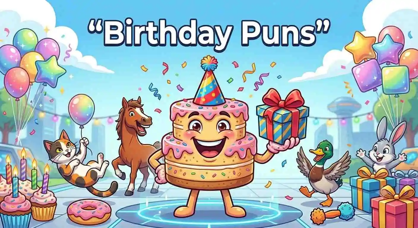 Funny birthday party cartoon scene