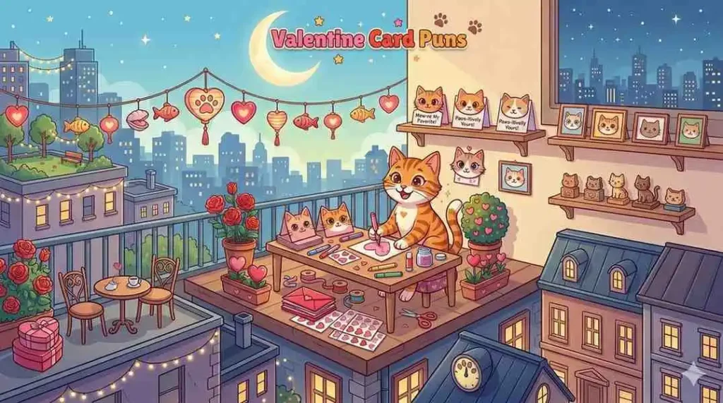 Cat delivering Valentine letters
