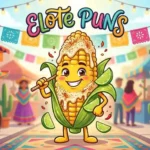 Happy cartoon elote at fiesta