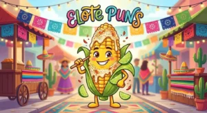 Happy cartoon elote at fiesta
