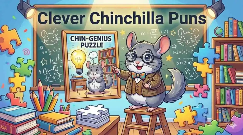 Smart chinchilla solving funny puzzles