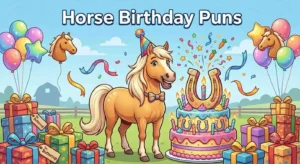 Cartoon horse birthday celebration