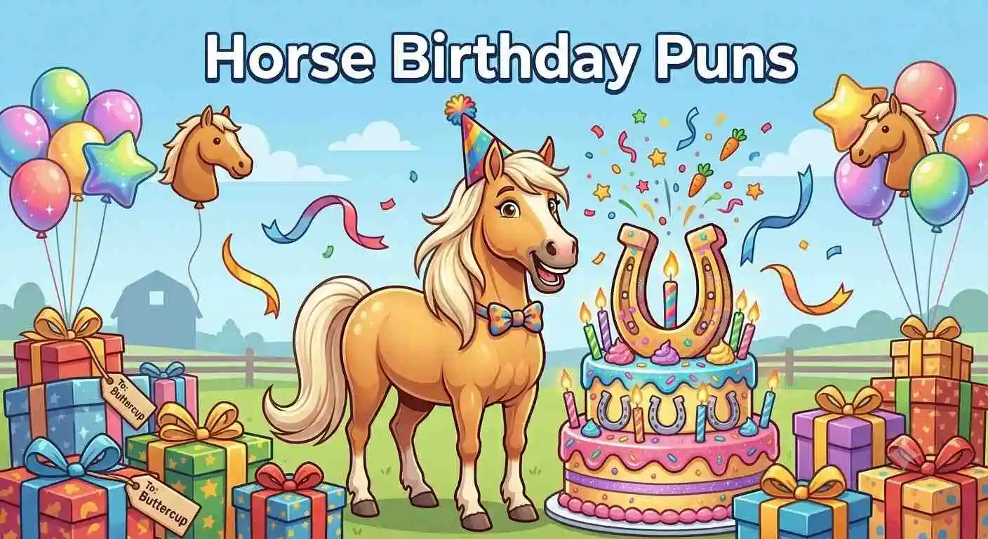 Cartoon horse birthday celebration