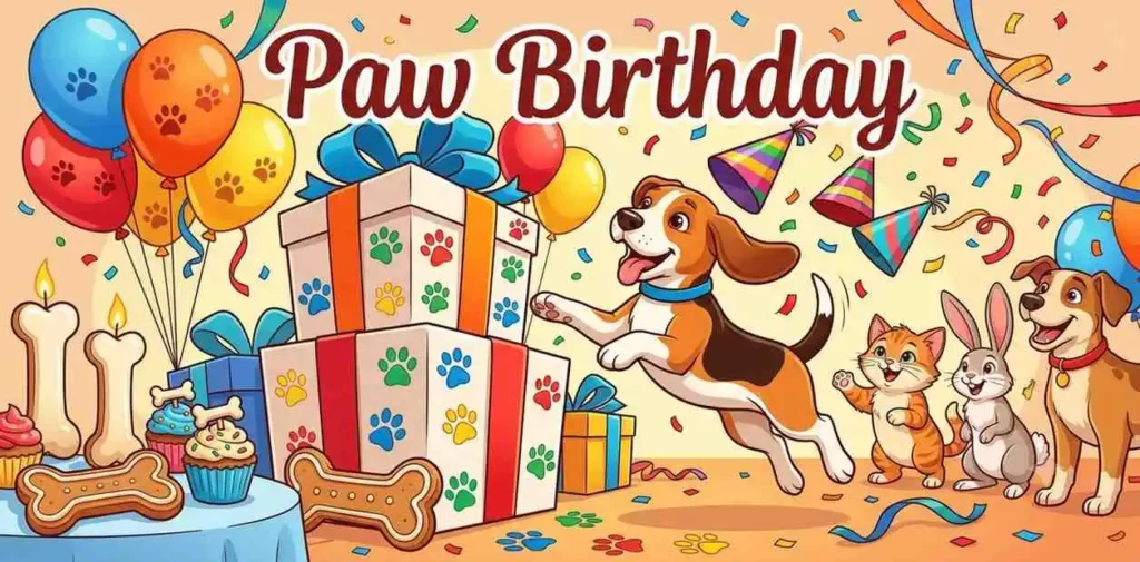 Puppy celebrating birthday party