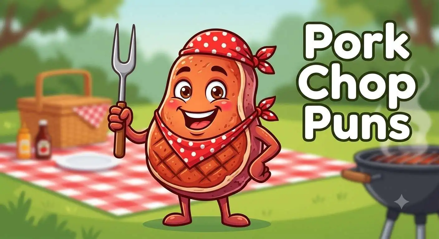 Funny cartoon pork chop mascot