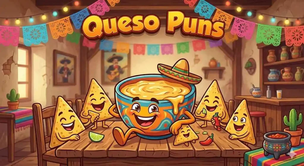 Happy queso dip character