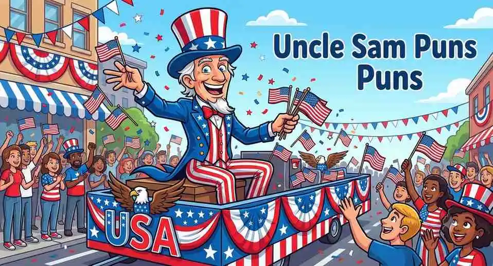 Funny Uncle Sam waving flags