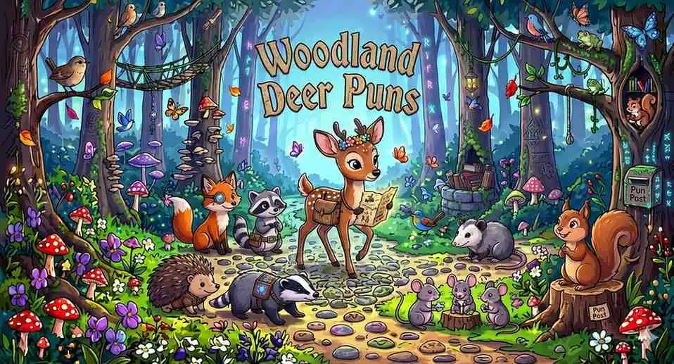 Cute deer exploring woodland forest