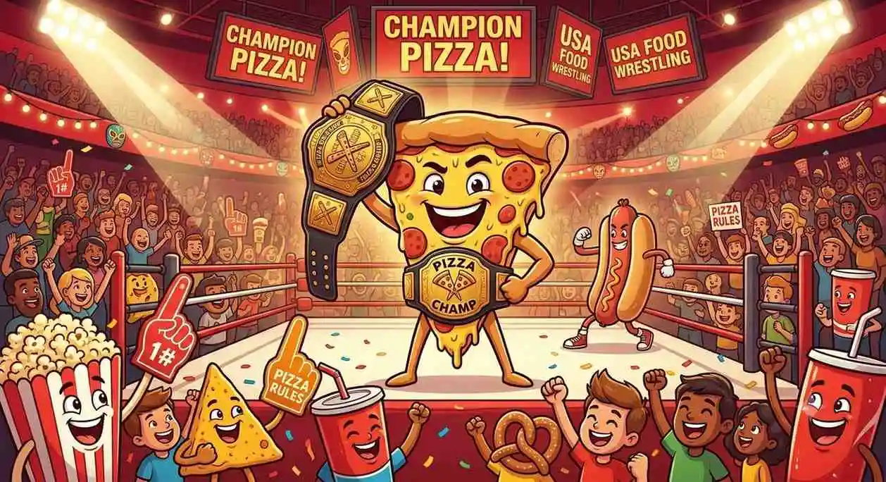 Funny wrestling food characters competing