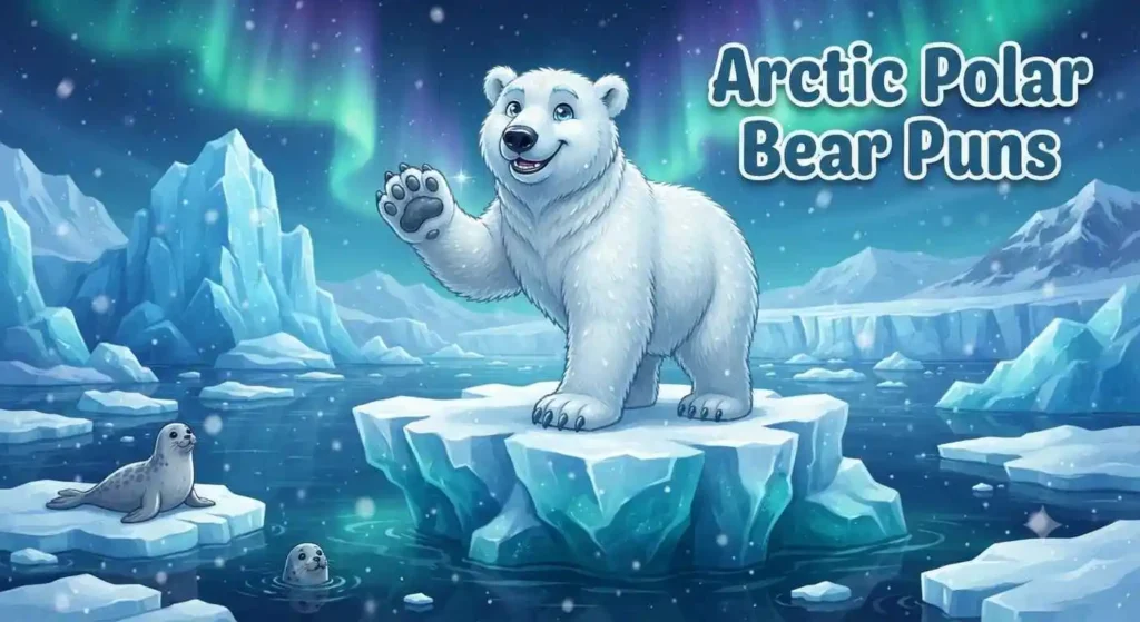 Happy polar bear on ice