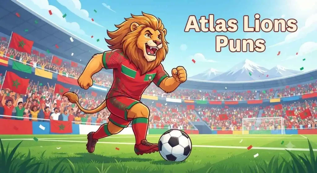 Funny Atlas Lion mascot