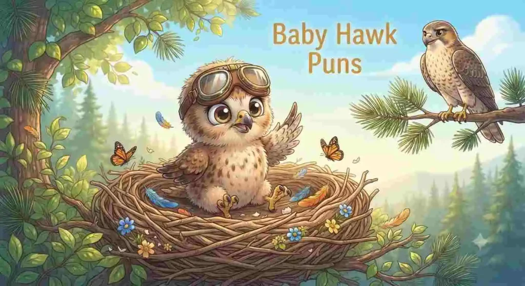 Cute baby hawk nest