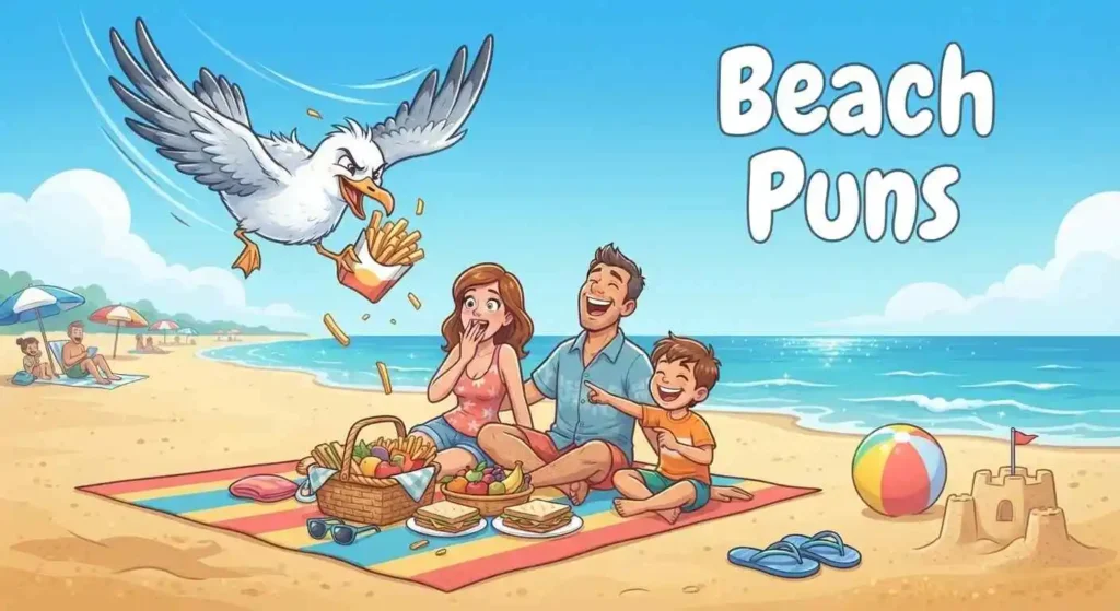 seagull stealing beach fries