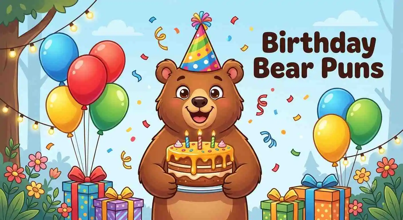 Cute birthday bear with cake