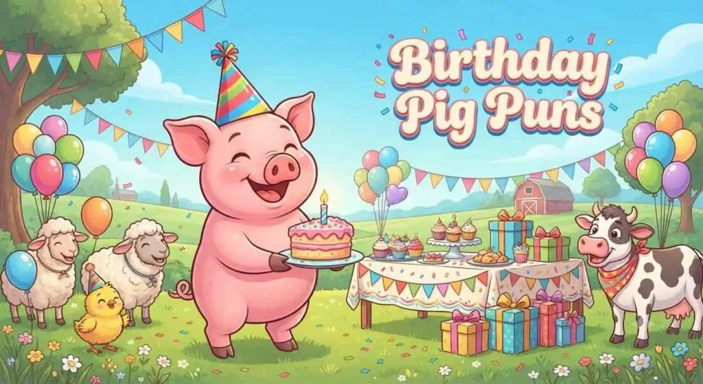 Birthday pig with cake