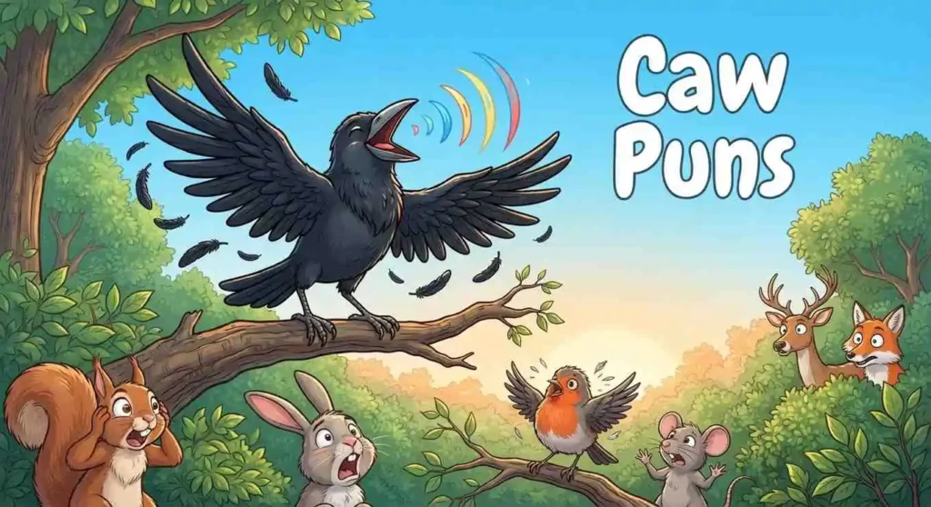 Funny crow making caw