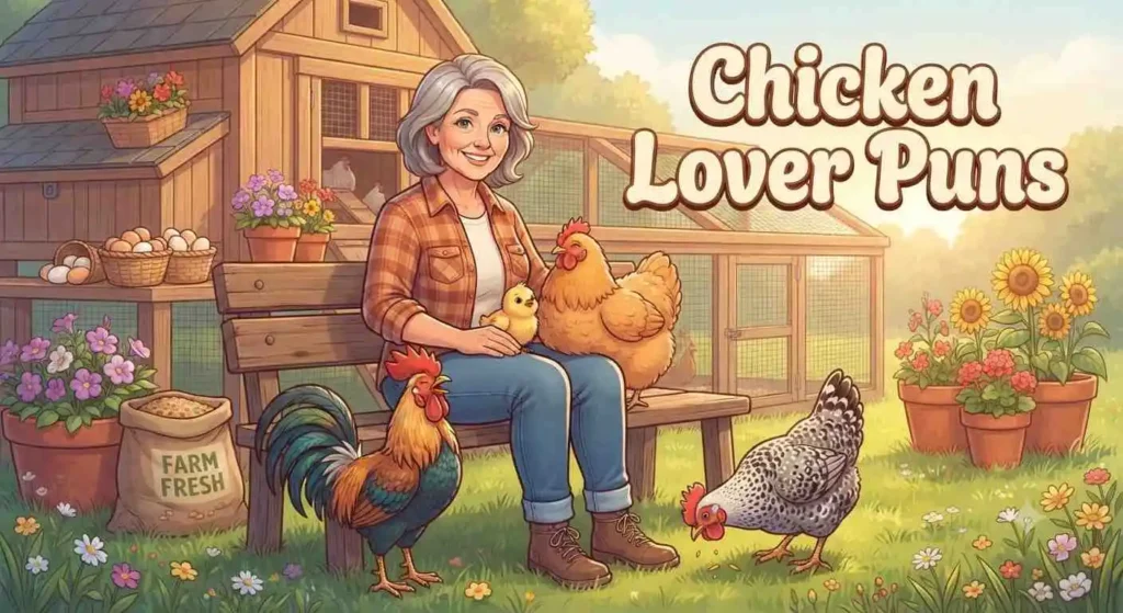 Happy chicken lover hugging
