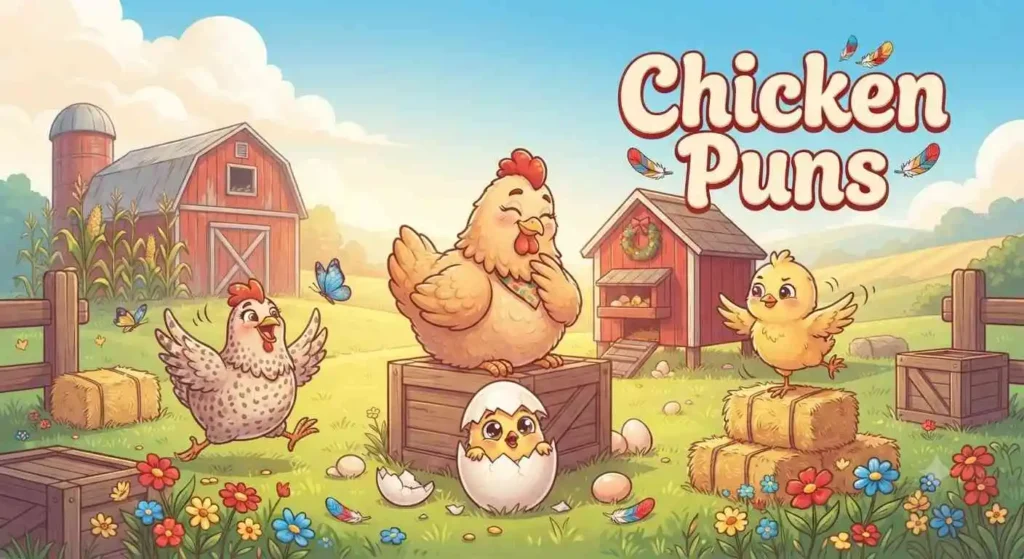 Funny chickens laughing