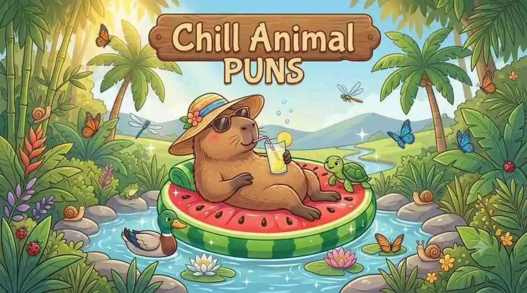 Relaxed capybara floating peacefully