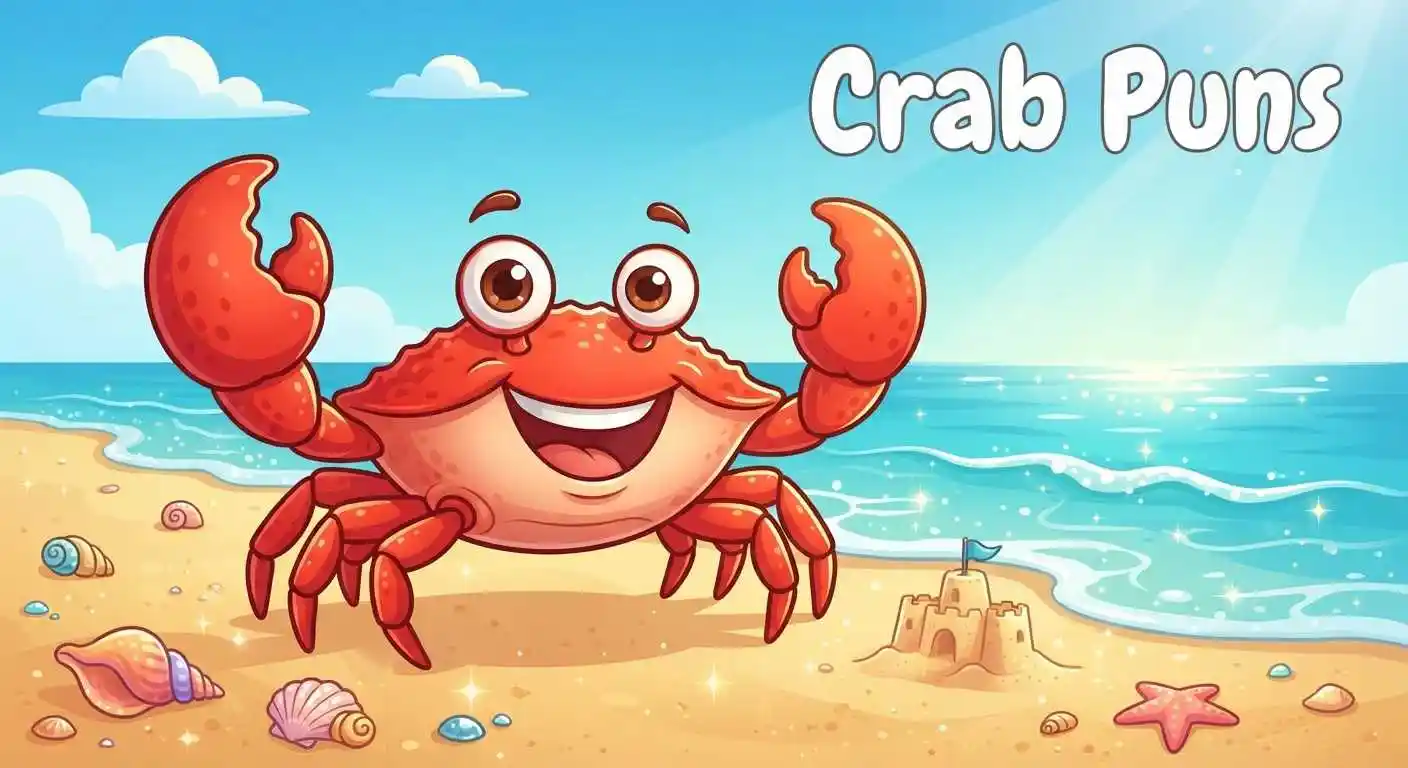 Cute crab smiling happily