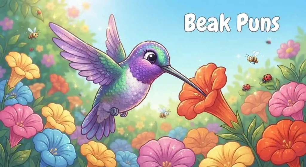 Cute hummingbird sipping flower nectar