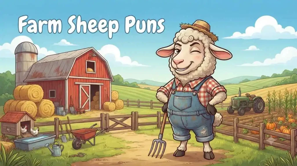 Funny sheep on farm