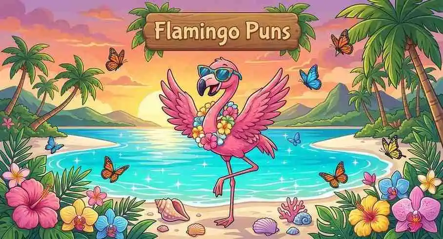 Pink flamingo dancing happily