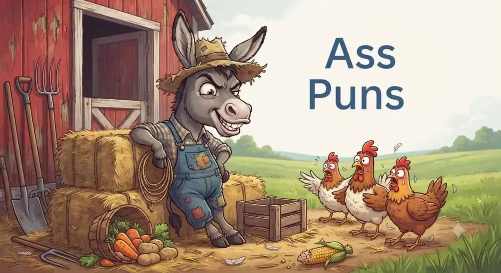 Funny donkey farm scene