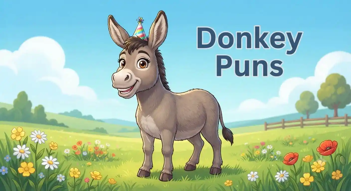 Funny donkey smiling happily