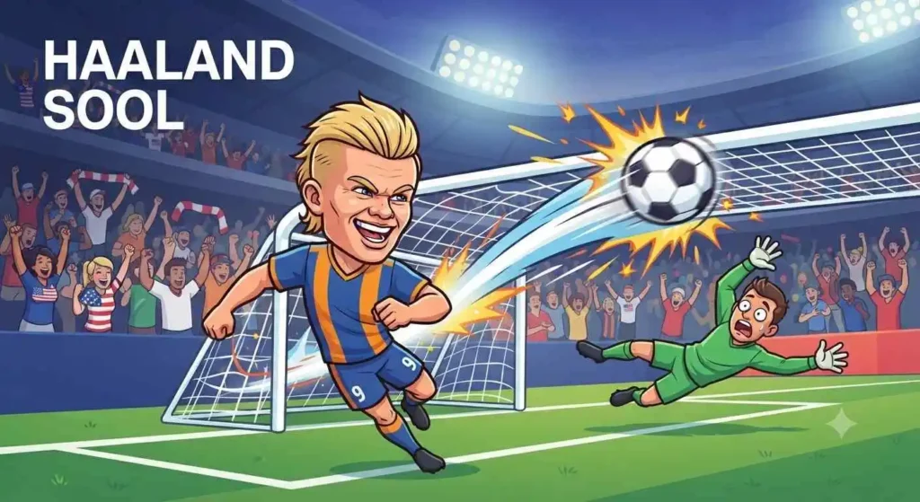 striker scoring football goal