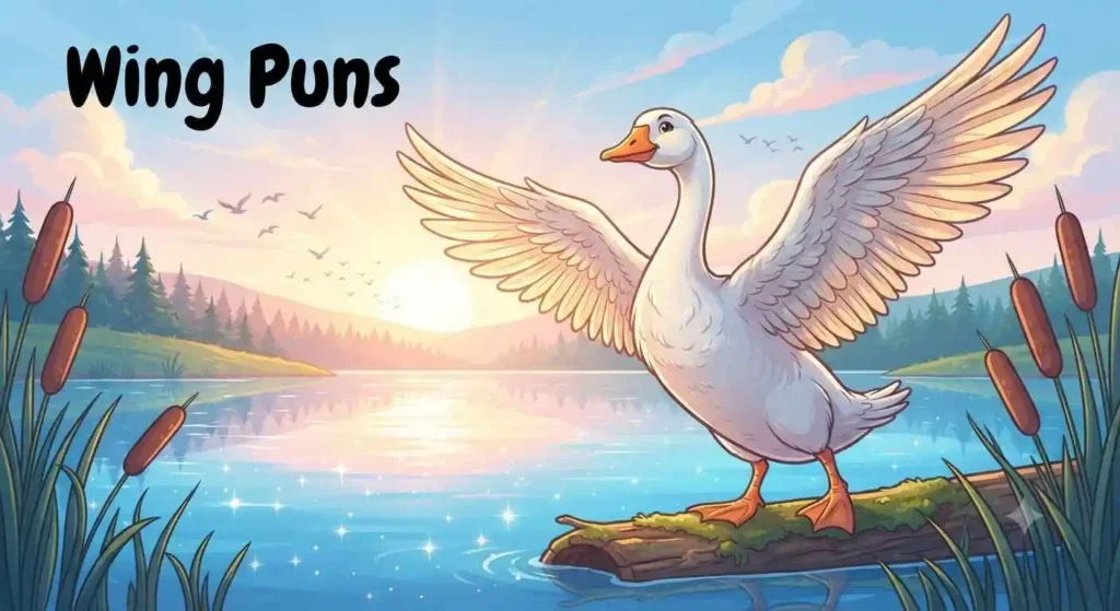 Goose spreading large wings