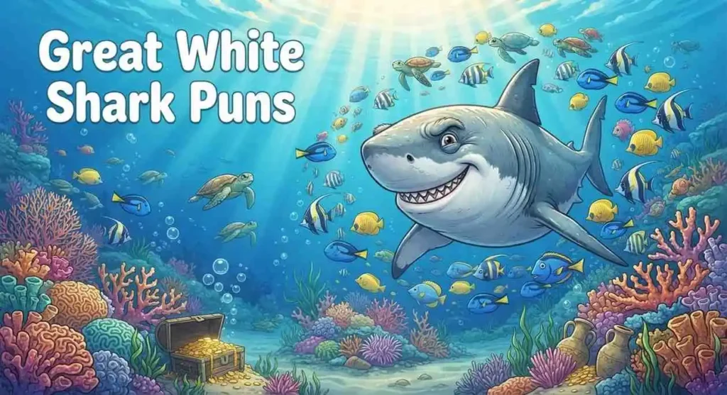 Happy great white shark