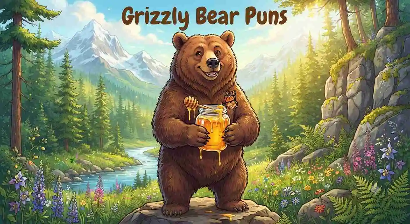 grizzly bear smiling outdoors