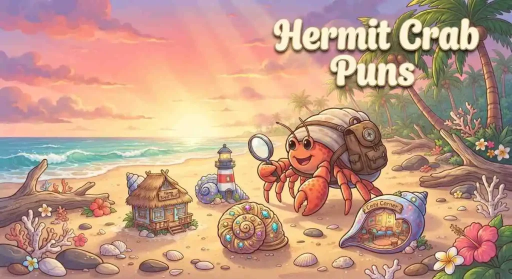 Happy hermit crab changing shells