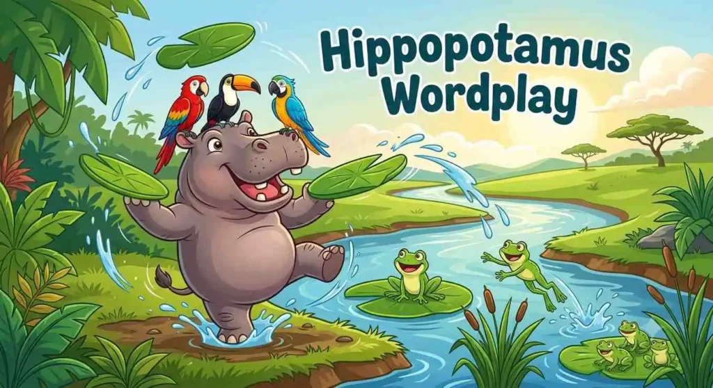 Funny hippo making faces