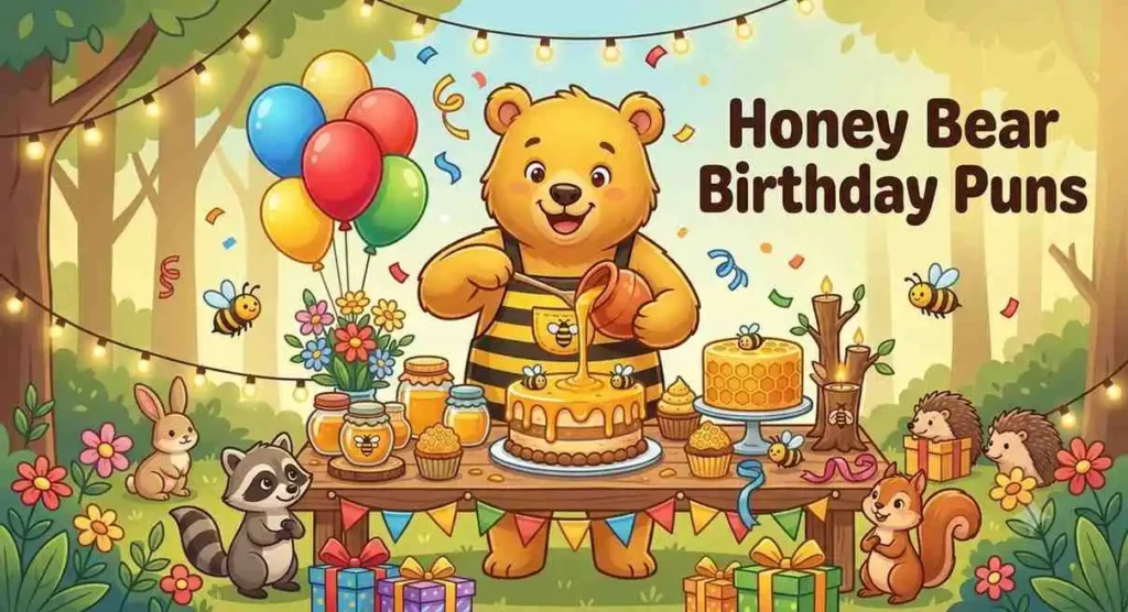 Honey bear birthday party scene