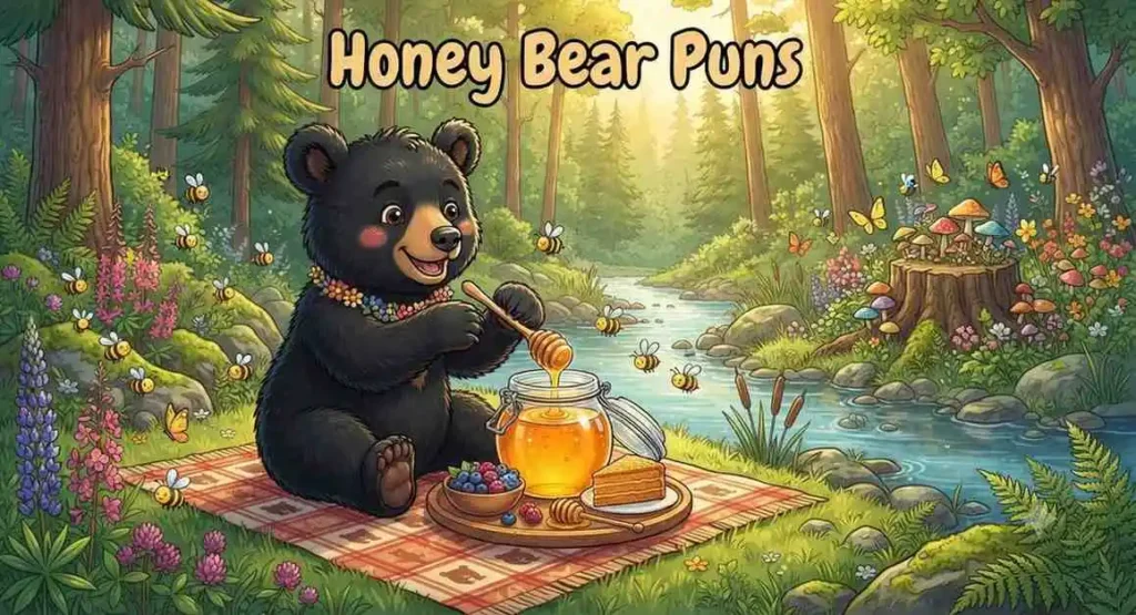 Bear eating sweet honey