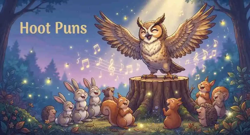 Funny owl hooting loudly