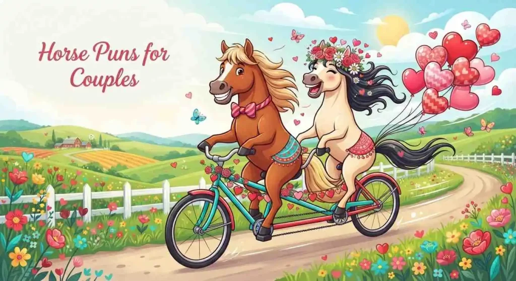 Happy horse couple together