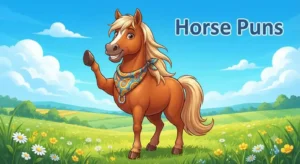 Funny horse with playful expression