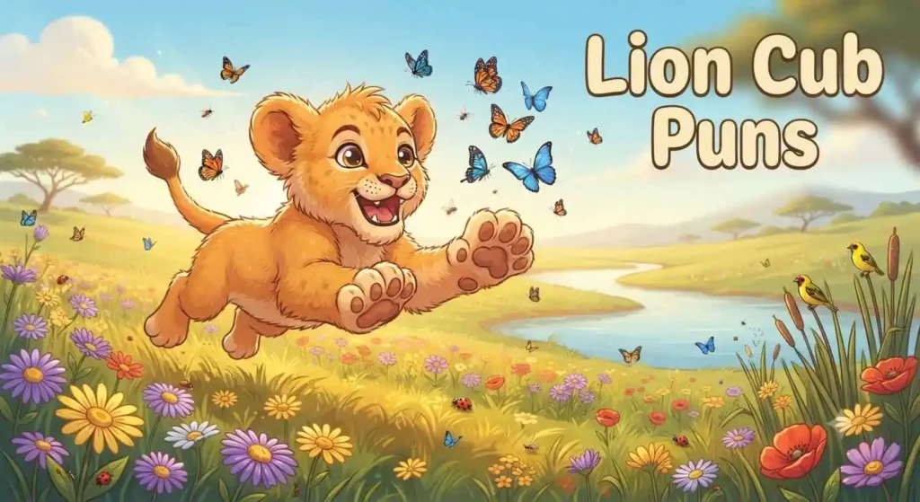 Cute playful lion cub
