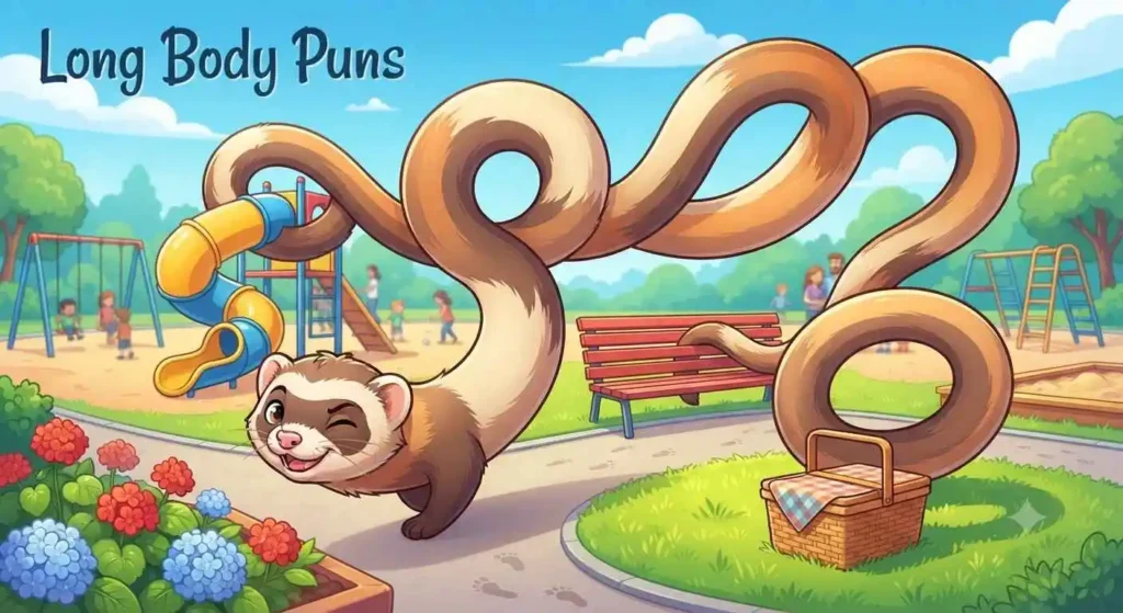 Stretchy ferret posing happily