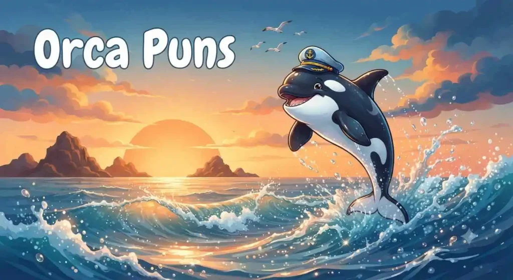 Playful orca jumping waves