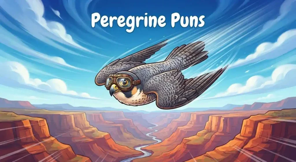 Funny peregrine falcon diving