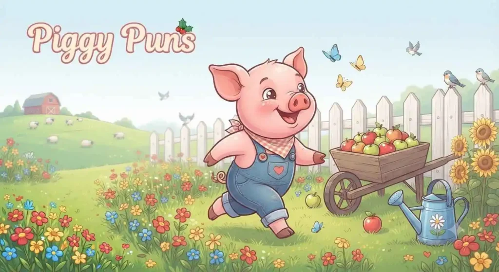 Cute piglet playing happily