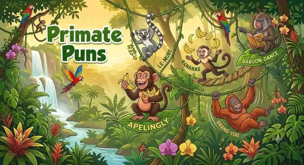 Playful primates climbing trees
