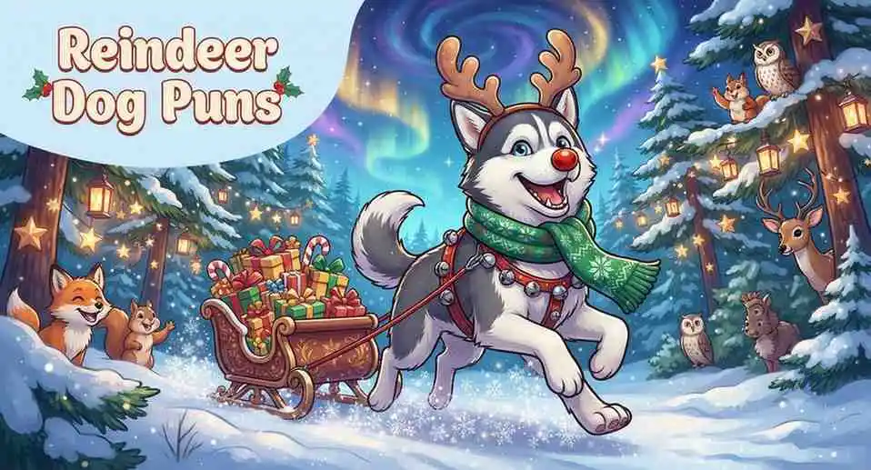 Dog wearing reindeer antlers